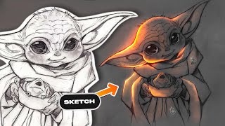 Baby Yoda Sketch Glow Up | Photoshop tutorial screenshot 4