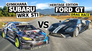 Ford GT Battles Travis Pastrana’s Subaru 862hp Gymkhana Car. Racecar vs. Supercar! \/\/ Flying Finish