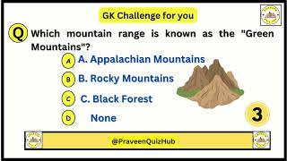 MCQ Quiz On Mountain and Hills | GK Quiz | GK Question and Answers #gkquiz #gkquestion #gk #mcq screenshot 1