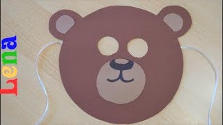 Bären maske basteln mit Lena   How to make Bear Mask DIY   как сделать медведя из бумаги