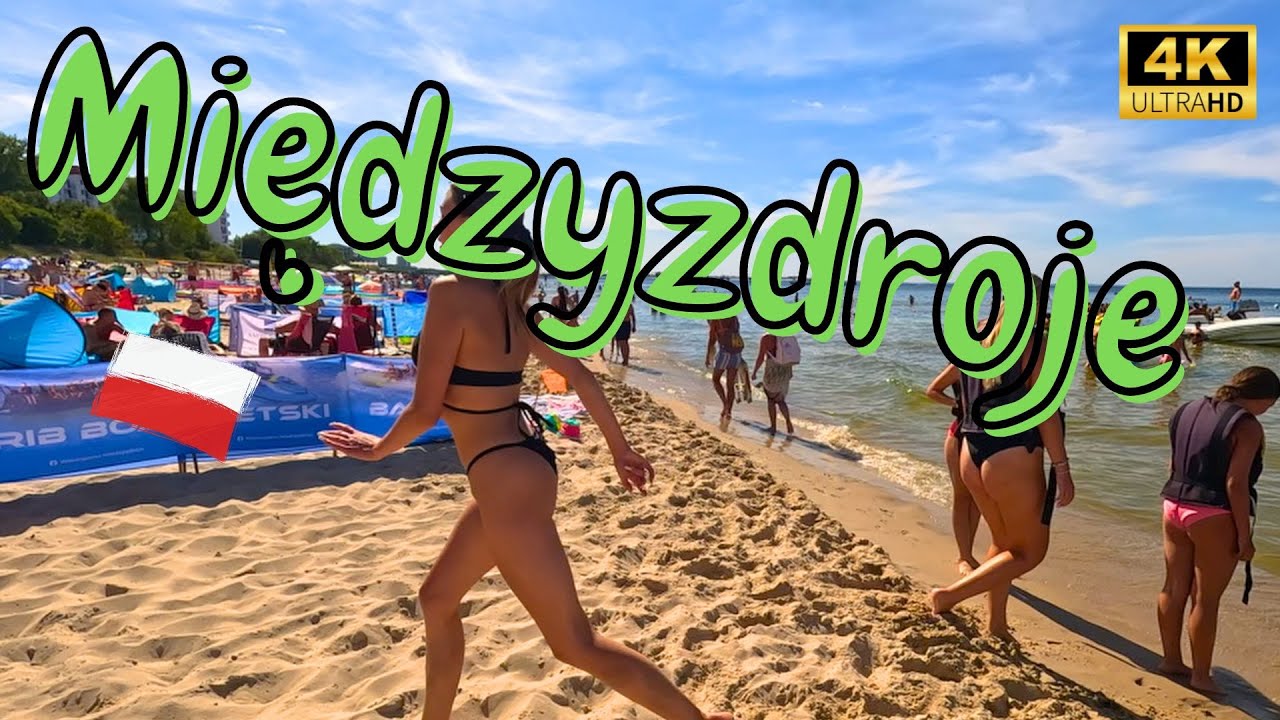 🇵🇱  Międzyzdroje Beach Walk 4K part I | Międzyzdroje Poland spacer po plaży