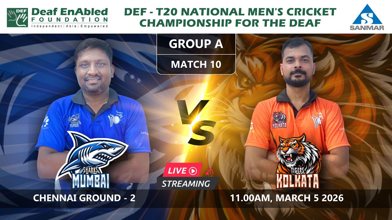 SHARKS MUMBAI VS TIGERS KOLKATA | DEF-T20 NATIONAL MEN'S CRICKET CHAMPIONSHIP FOR DEAF 2026