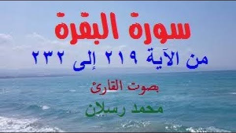 سورة البقرة من الآية 219 إلى 232 بصوت محمد رسلان