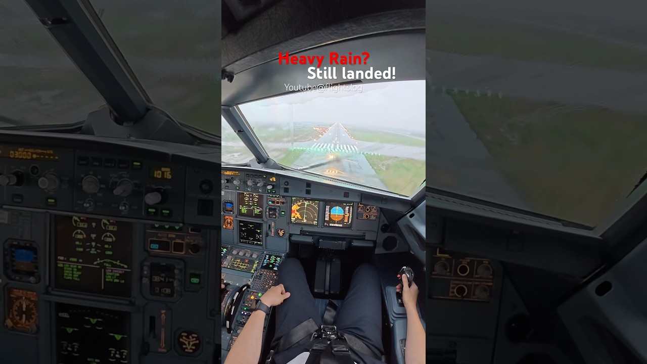 Heavy Rain? Still Landed #airbus #landing #pilot