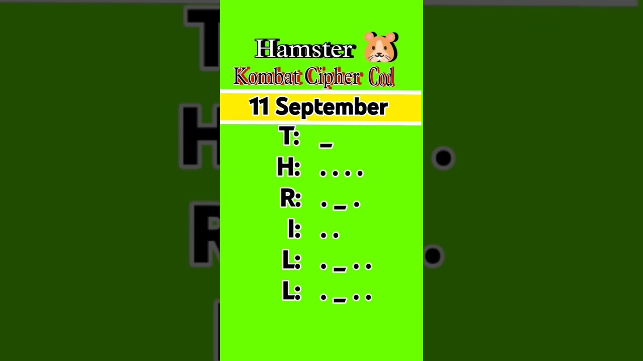 hamster daily cipher today code/ hamster kombat daily cipher today code / 11 September daily cipher