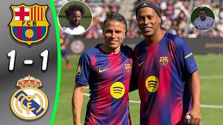 Download Lagu BARCELONA Legends - REAL MADRID Leyendas 1:1 | HIGHLIGHTS | Ronaldinho pushed Marcelo MP3