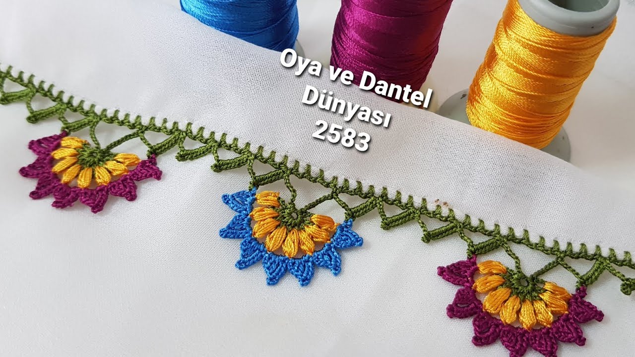 2583- Bu Güzellik Kaçmaz Limon Çekirdekleri Üzerinden Yapraklar Tığ Oyası Yapımı