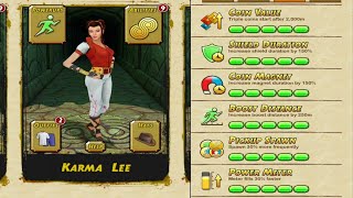 TEMPLE RUN 2 - KARMA LEE UNLOCKED AND ALL POWERS  MAX UPGRADE GAMEPLAY