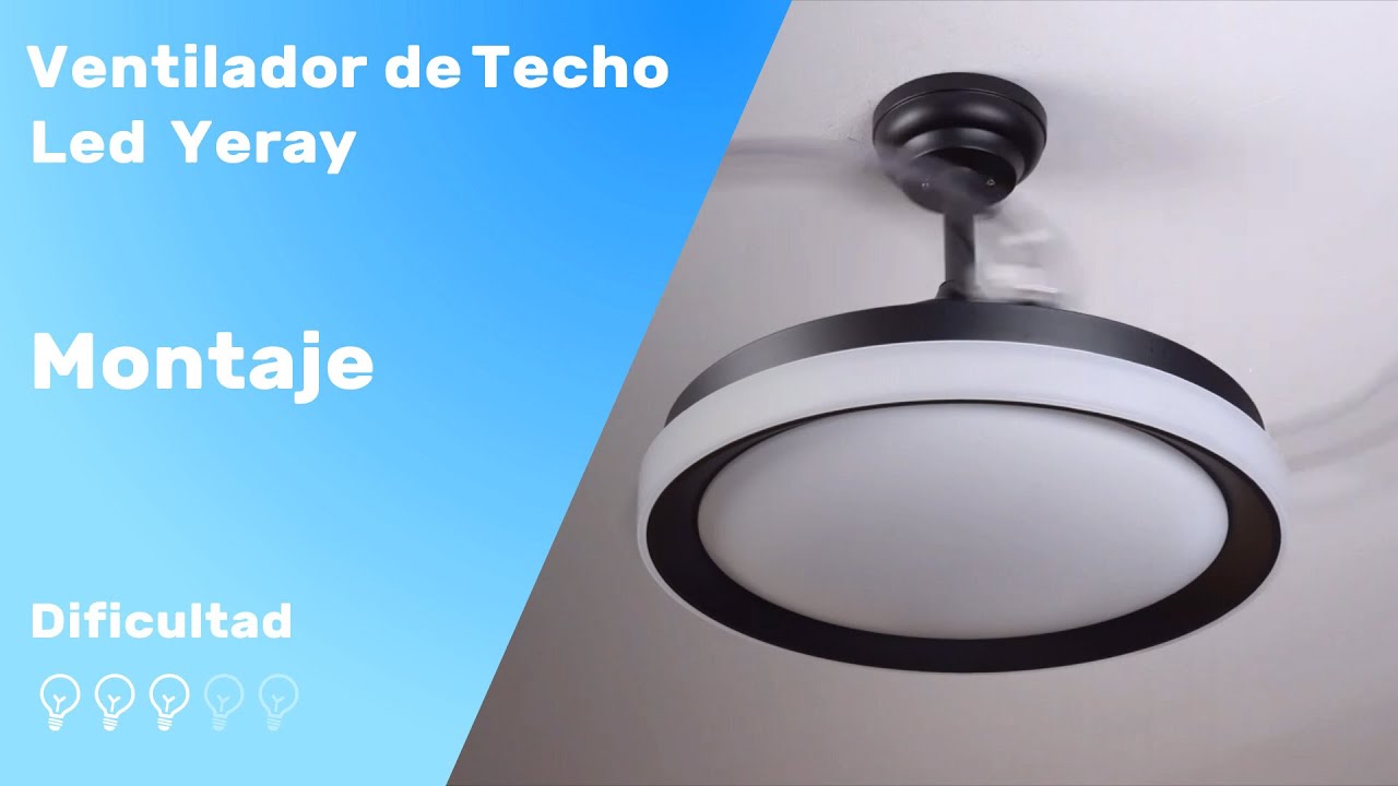 Ventilador de techo LED YERAY BLACK 36W CCT motor DC aspas retráctiles