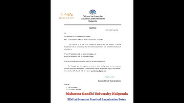 MGU Nalgonda| BEd practical exam Time table