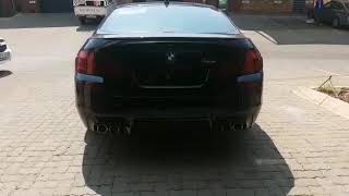 F10 M5 V8 BiTurbo catless downpipe sound after install