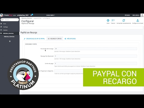 Módulo Prestashop Paypal con recargo