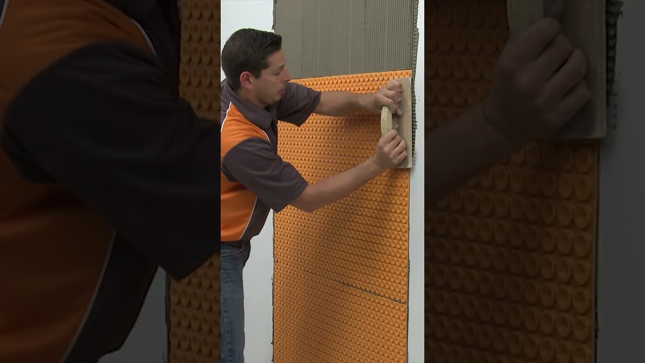 Mur chauffant réalisé avec DITRA-HEAT