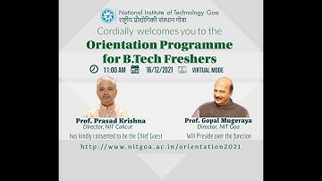 Orientation Programme for Freshers (B.Tech Students-2021 Batch)
