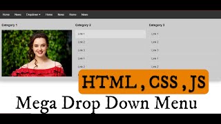 How To Create Mega Drop Down Menu In HTML , CSS And JavaScript