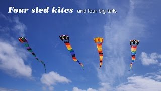 Four sled kites and four big tails My 908th kite video. Sled kites are great general-purpose kites, having a good wind range and working well as lifters. They can also