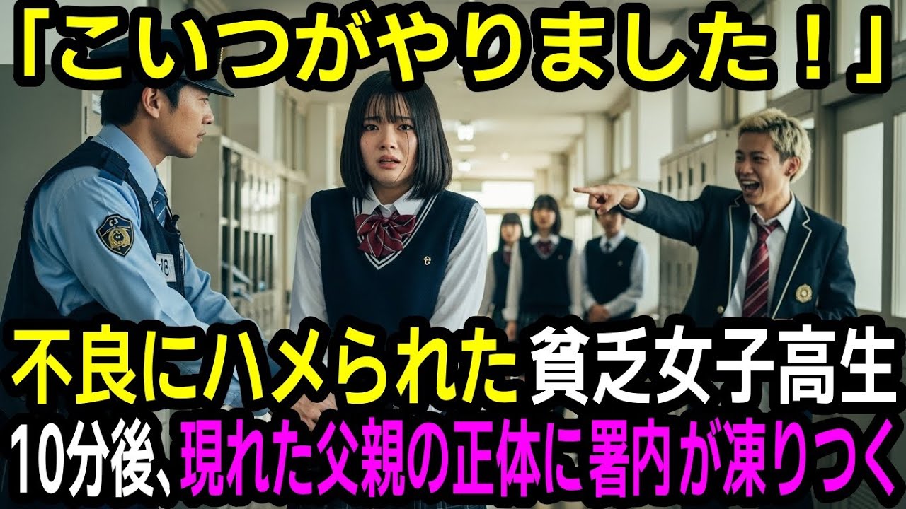「コイツがやりました！」不良にハメられ警察に引き渡された貧乏女子高生。だが10分後、現れた父親の正体に署内が凍りつく─。