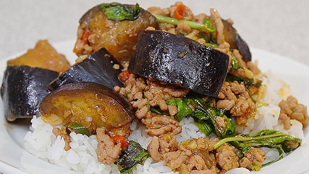 Aubergine Basil Pork Chili Paste Stir Fry Thai Home Cooked YouTube