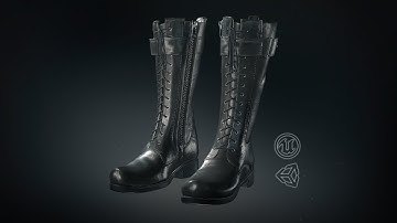 Black/Brown/Camel Leather Boots  | 3D Model | Game ready | CG StudioX