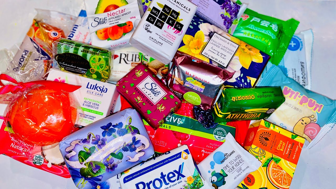 An Assortment ... with peaches 🍑 ASMR Soap 💚 Opening Unwrapping Unpacking International Soaps 💙