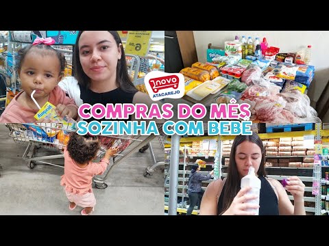 FUI NO MERCADO PELA PRIMEIRA VEZ SOZINHA COM BEBÊ, COMPRAS DO MÊS 🛒🛍️ | Maria Eduarda