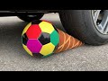 Experiment Car vs Ice cream ball | Crushing crunchy &amp; soft things by car !
