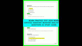 BCABA PRACTICE TEST 2026 BOARD CERTIFIED ASSISTANT BEHAVIOR ANALYST EXAM QUESTIONS & STUDY GUIDE.