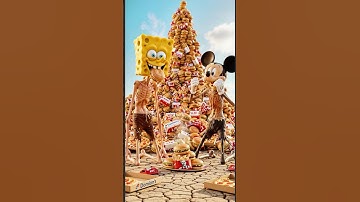 SpongeBob and Mickey Mouse eating challenge 🍔 #spongebob #funny #mickeymouse