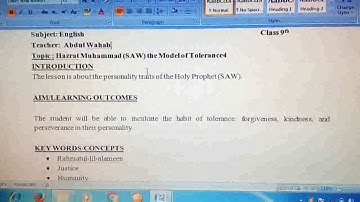Unit 1: Lecture 1: The Holy Prophet SAW the Model of Tolerance