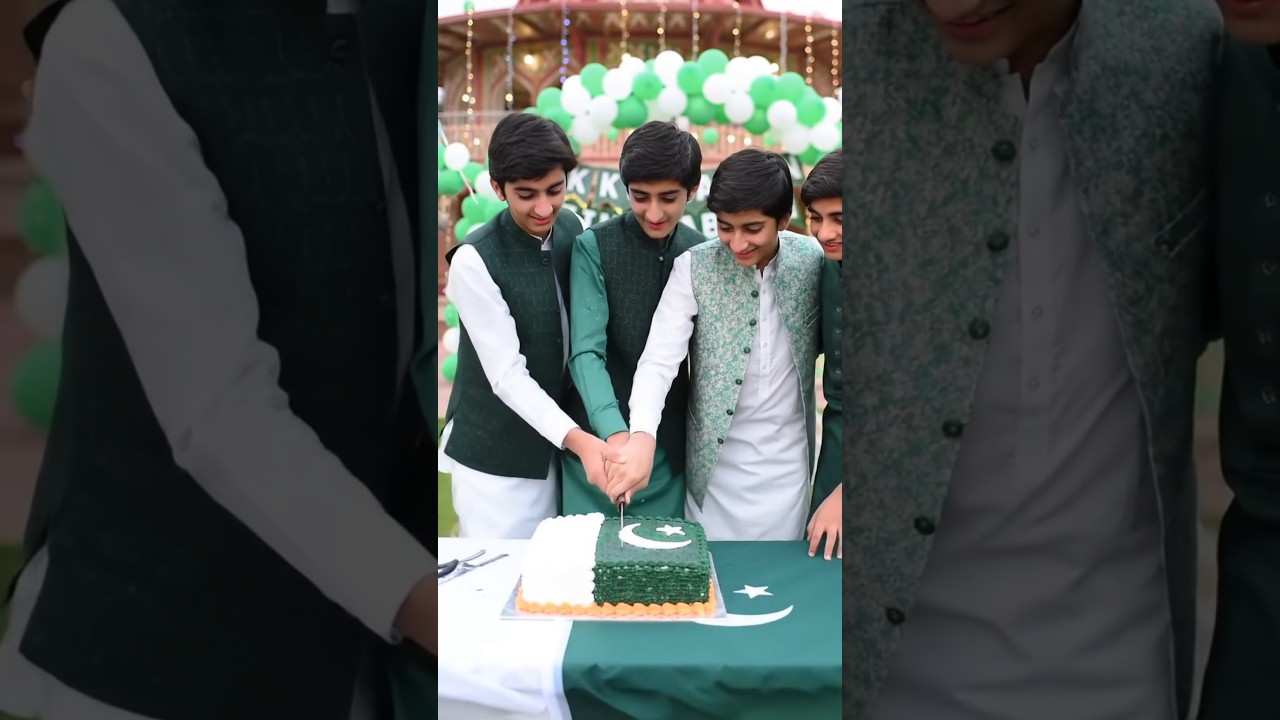 🇵🇰 Handsome Boys Cutting Pakistan Flag Cake 🎂 | 14 August Celebration 💚