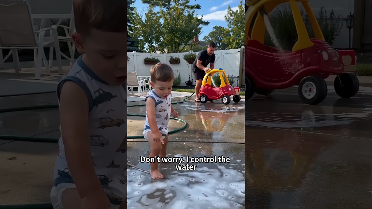 When Dad Babysits with a Hose