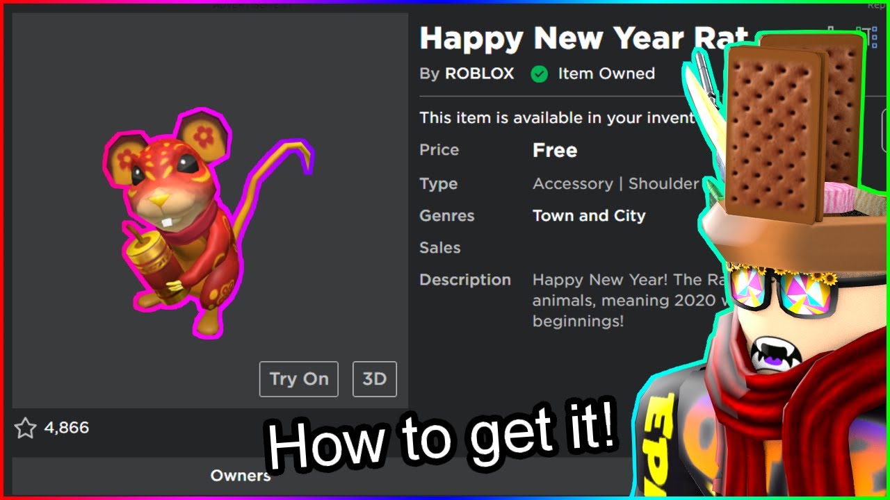 How To Get The New Happy New Year Rat For Free Roblox Youtube - roblox happy new year rat