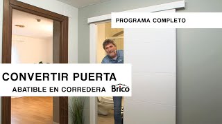 ¿Cómo CONVERTIR una puerta abatible en una PUERTA CORREDERA?  Fácil y ¡SIN OBRA! 👨‍🔧 Bricomanía