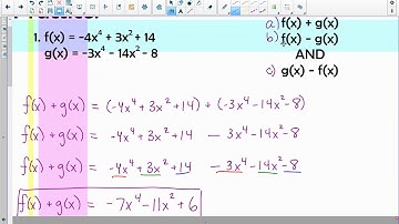 Adding and Subtracting Polynomials in Function Notation