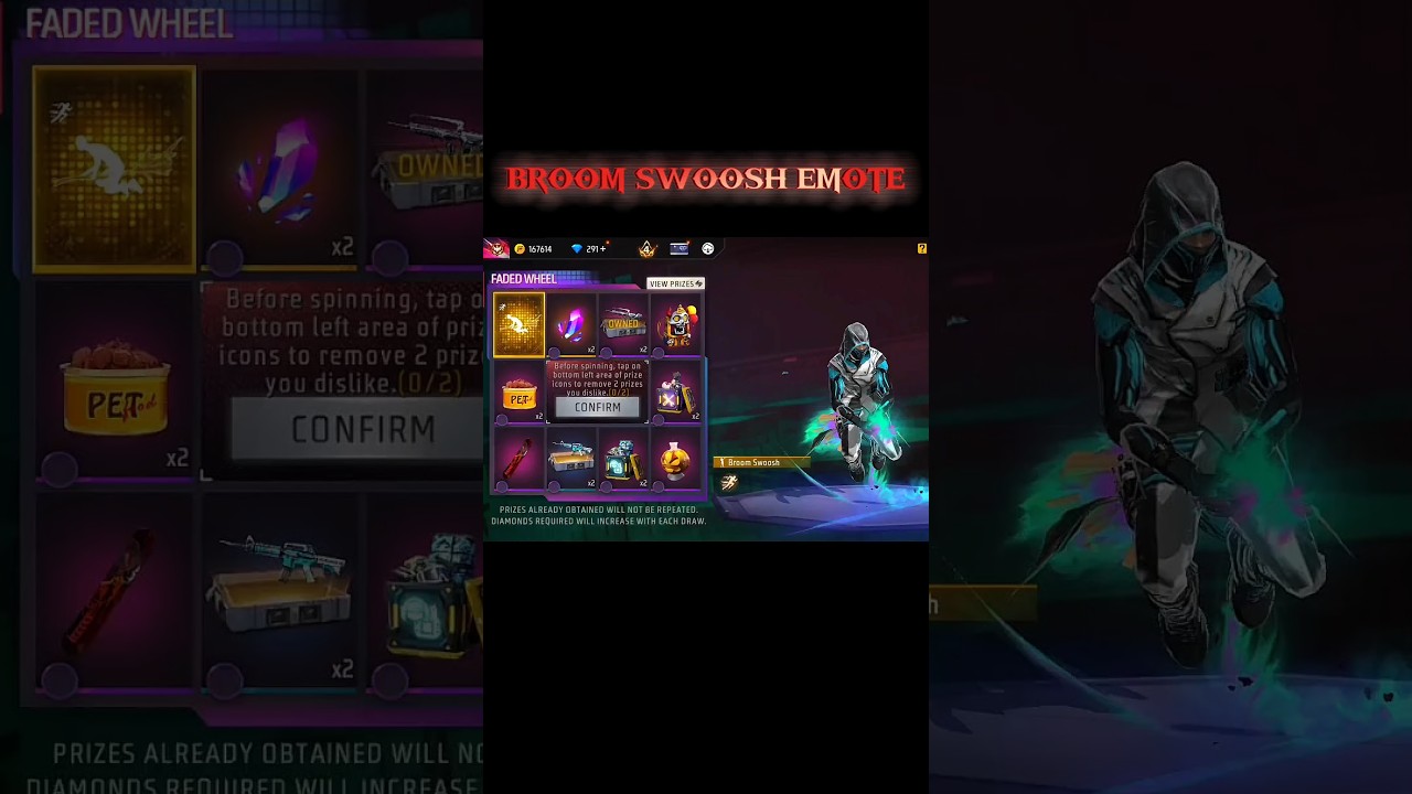 Broom Swoosh Emote New Faded Wheel Spin 😍|Free Fire New Event |FF NewEvent | FF New Event Today