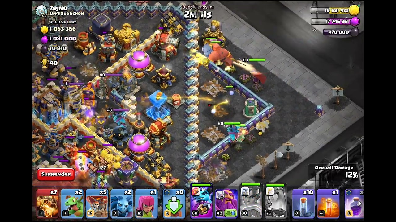 Clashofclansgaming rankedbattle using super dragons+ warden+ totamspell must watch and share comment