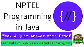 NPTEL Programming in Java Week 4 Quiz answers with detailed proof of each answer