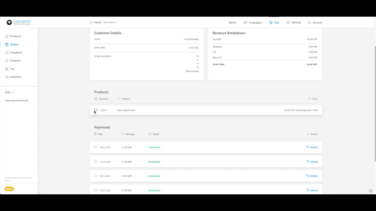 Convertri Help - How To Use The Order Details Screen - YouTube