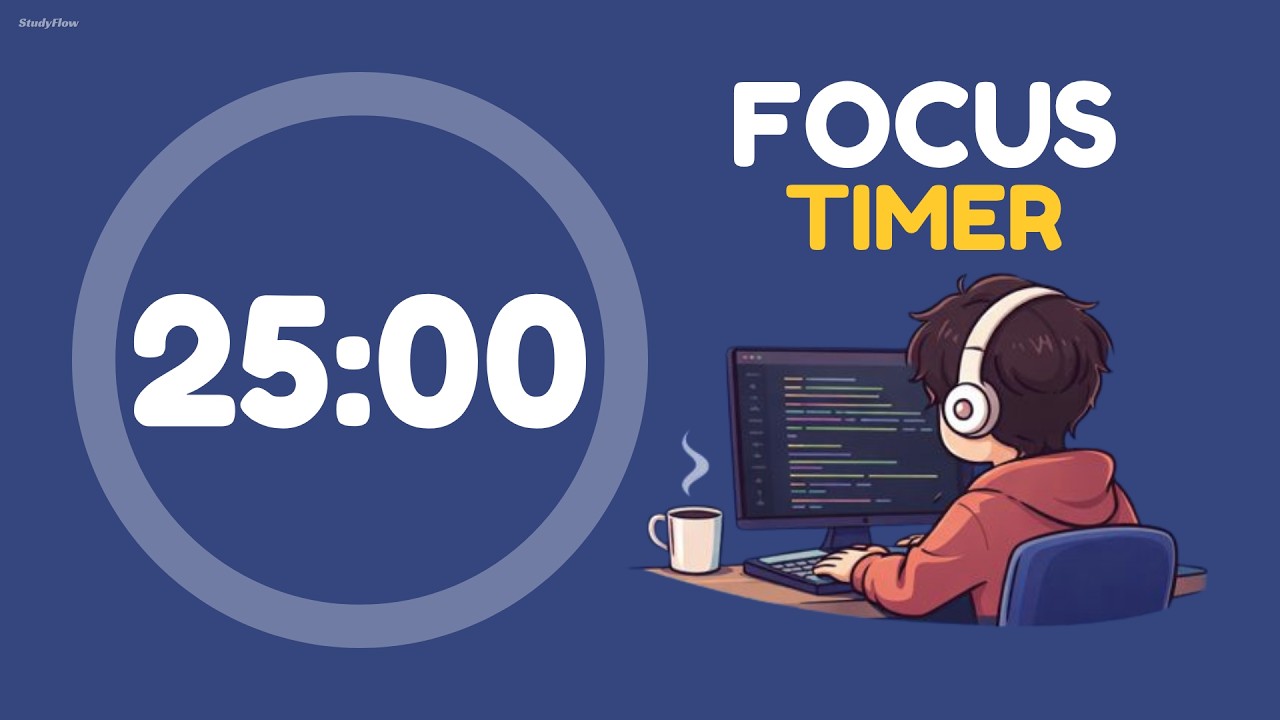 2H Study Session | Pomodoro Timer 25/5 x4 | Deep Focus | White Noise ...