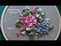 МК. Вышивка лентами. Простой сюжет для новичков. Часть 1. Embroidery with ribbons. Part 1.