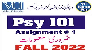Psy 101 Assignment # 1 Fall2022 | Complete guideline |Virtual University of Pakistan
