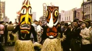 Vintage New Orleans Mardi Gras video footage from 1954