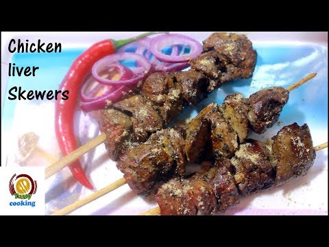 Chicken liver skewers/grilled chicken liver skewers