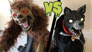 Jumping Dog vs Mad Lunging Dog Halloween animatronics