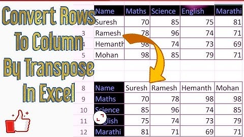 How To Convert Rows to Columns with Transpose in Excel In Hindi