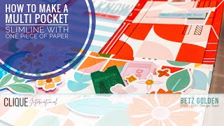 How to Make a Slimline Multi Pocket Card with 1 Sheet of Paper @Betsiemorris