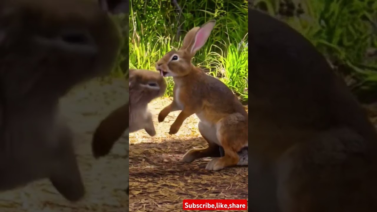 two rabbit playing but snake take one 
