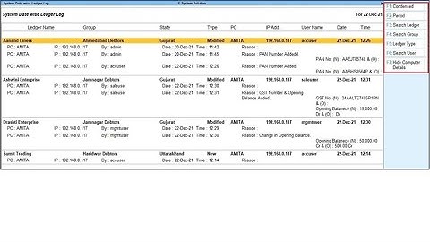 Tally Add On : Ledger Master Alteration History in TallyPrime software.
