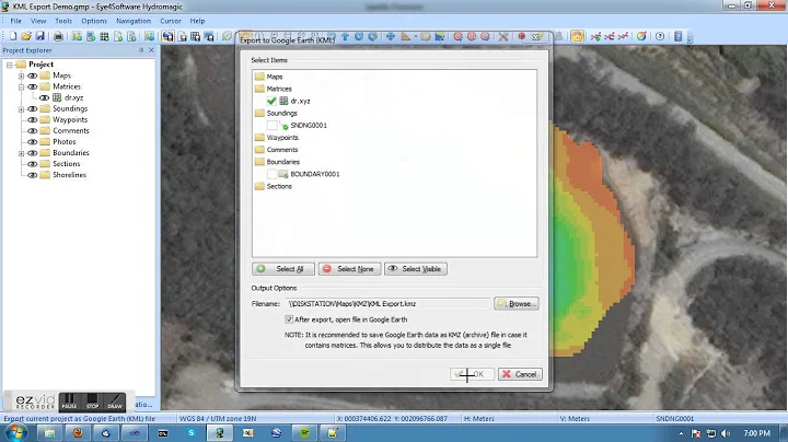Export data to Google Earth KML or KMZ files