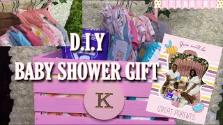 DIY BABY SHOWER GIFT BASKET | CRATE BOX with ROD to hang clothes | EASY & under $20 | TIKTOK INSPO